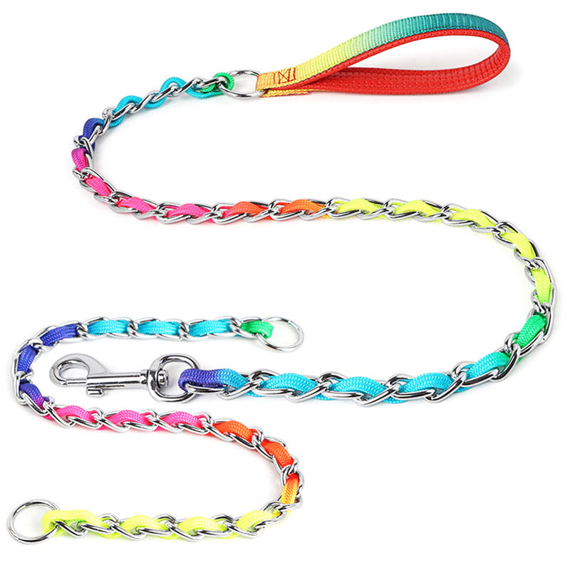 Ulysses Rainbow Chain Leash for Medium Small Dogs: Stylish Metal