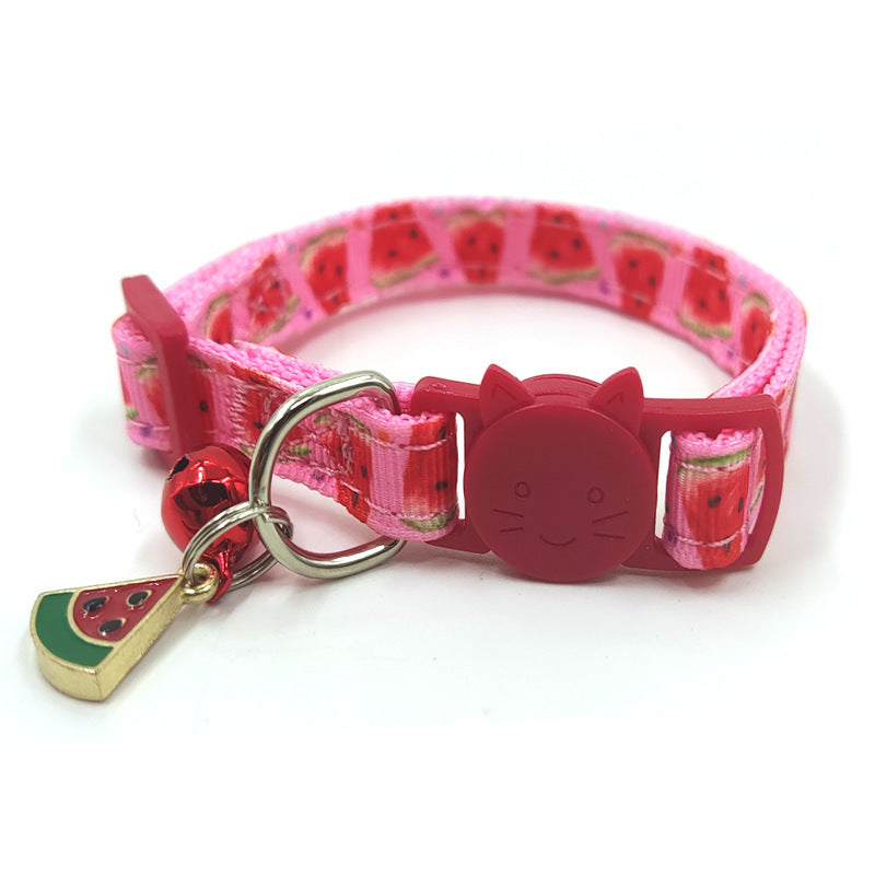 Stylish Pet Print Bell Cat Collar with Adjustable Strap