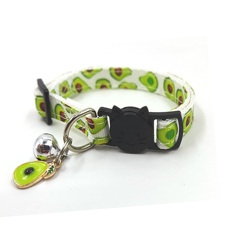 Stylish Pet Print Bell Cat Collar with Adjustable Strap