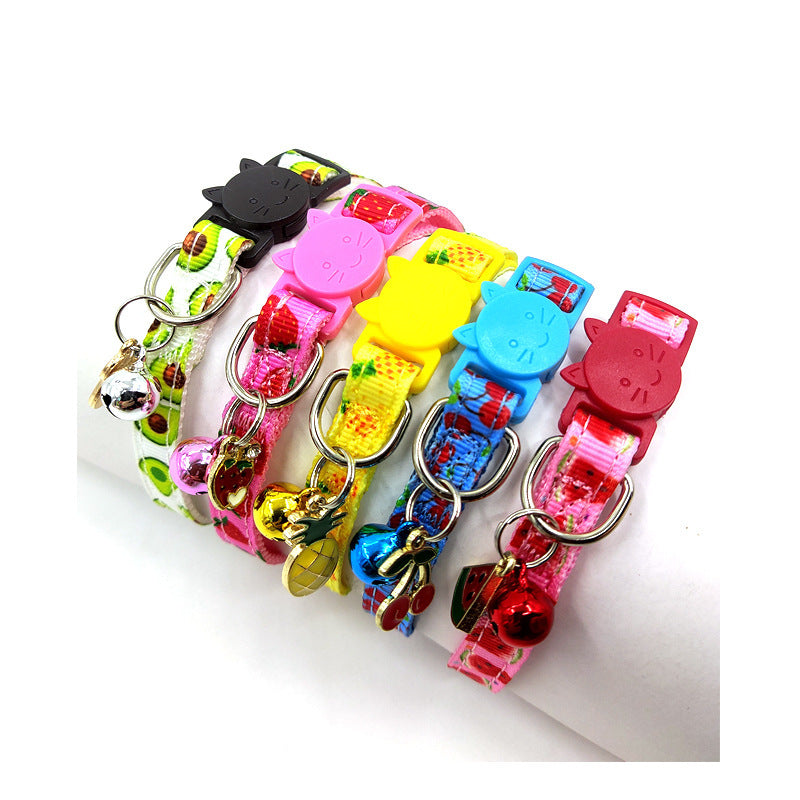 Stylish Pet Print Bell Cat Collar with Adjustable Strap
