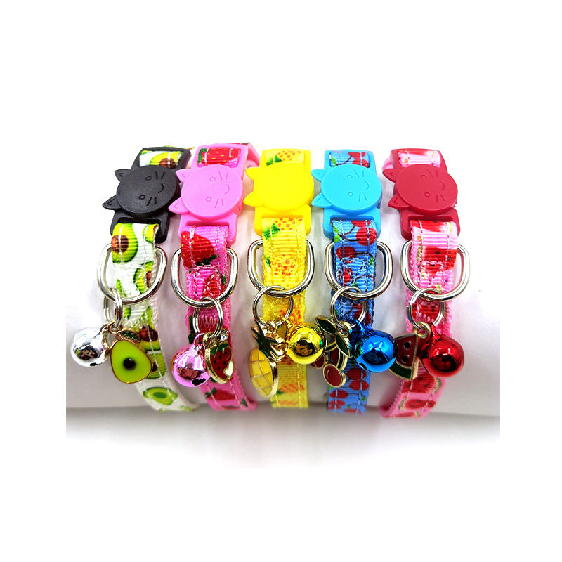 Stylish Pet Print Bell Cat Collar with Adjustable Strap