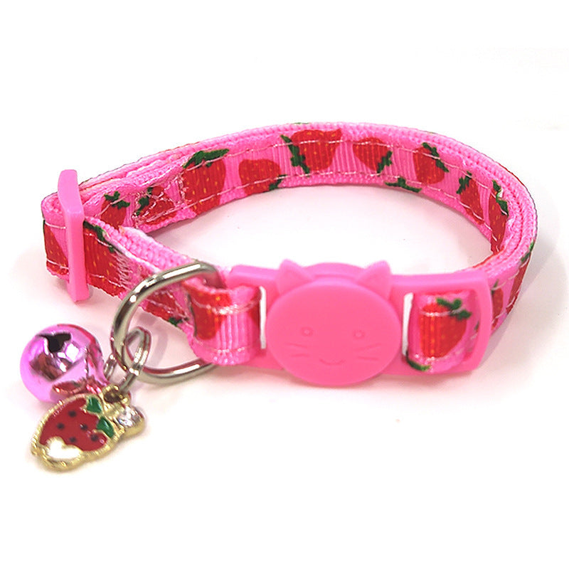 Stylish Pet Print Bell Cat Collar with Adjustable Strap